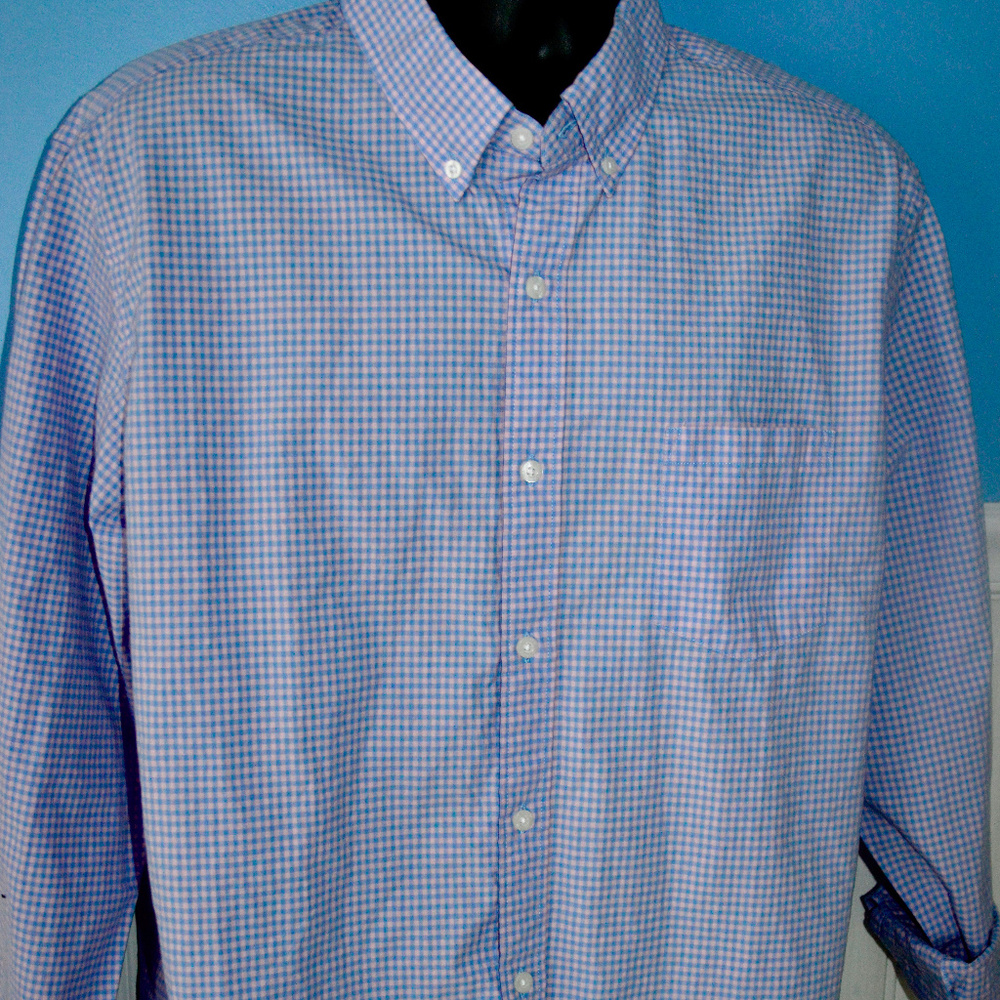 J CREW PATTERNED WASH SHIRT GINGHAM PLAID BLUE PNK